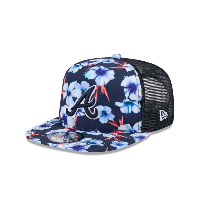 Atlanta Braves Pattern Golfer Trucker Hat One Size