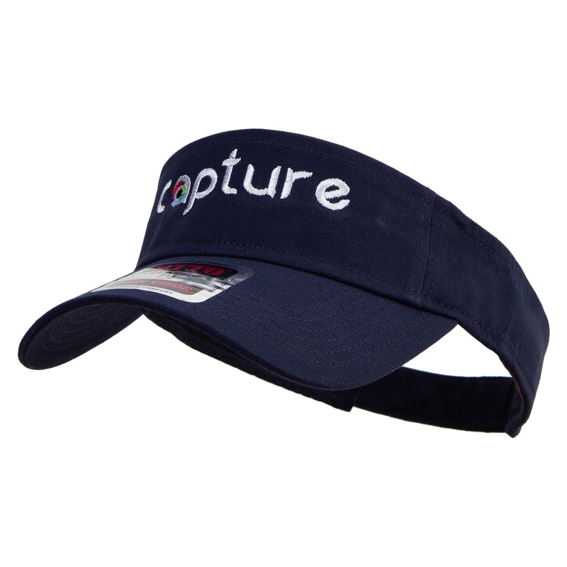 Camera Capture Logo Embroidered Cotton Twill Sun Visor Navy One Size