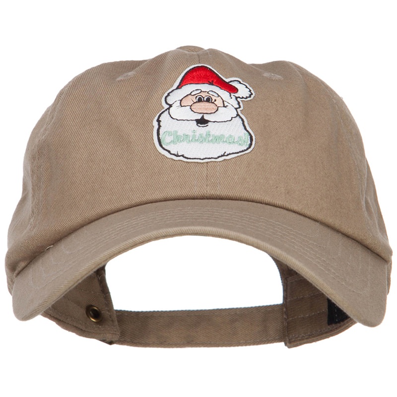 Christmas Santa Claus Patched Unstructured Cap Khaki One Size