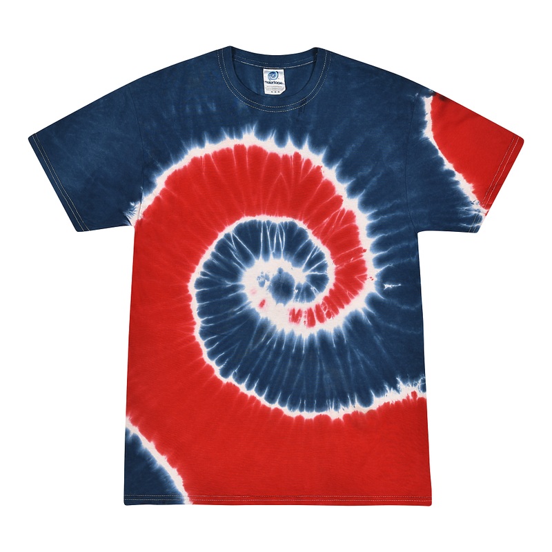 Colortone 1000 Multi-Color Tie-Dyed T-Shirt – Spiral Royal & Red Spiral Royal & Red S