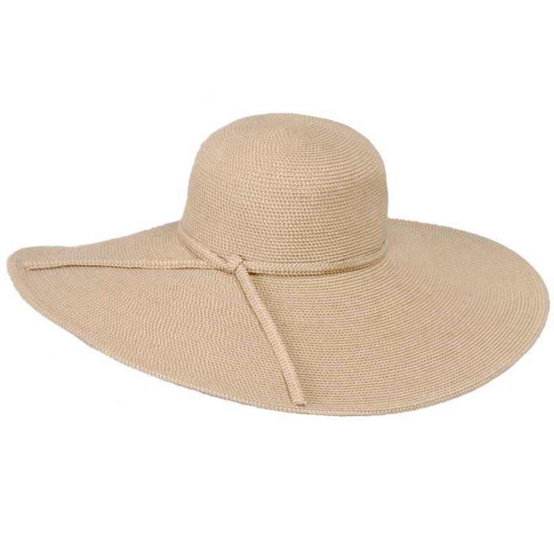 Extra Large Brim Packable Straw Beach Hat – Jeanne Simmons Hats Tan Tweed Medium (57 cm)
