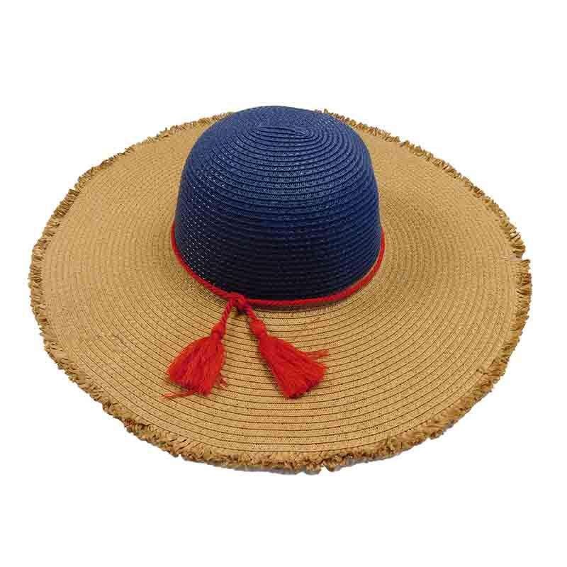 Frayed Edge Navy and Toast Summer Floppy Hat – Adrianne Vittadini Navy