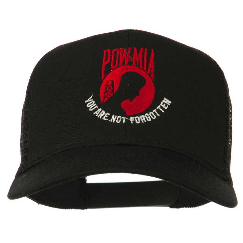 Pow Mia Symbol Embroidered Twill Mesh Cap Black One Size
