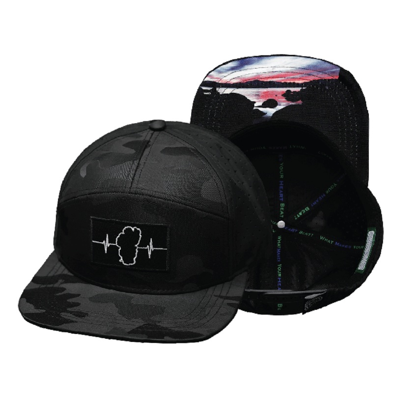 Tahoe Hat – Flat Bill – Black Camo / Black – Laser Mesh
