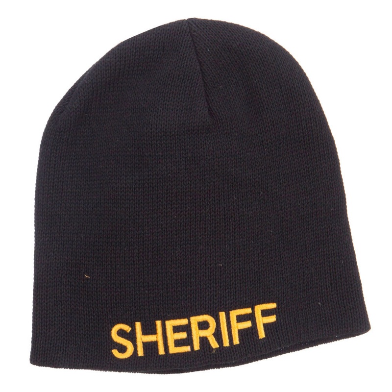 XL Size Sheriff Embroidered Cotton Beanie Black One Size