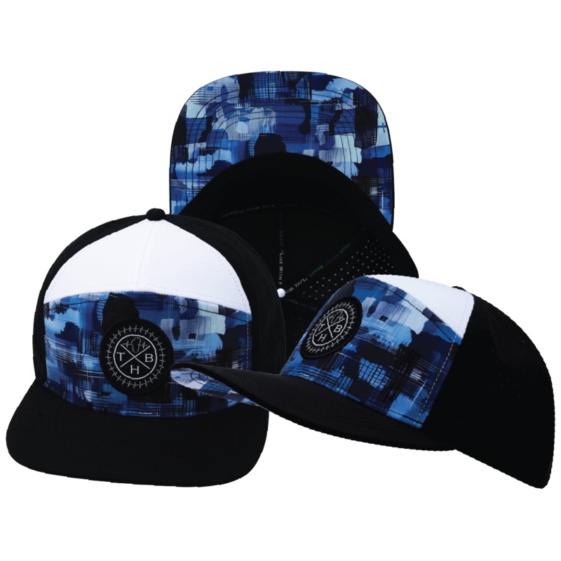 **YOUTH** Color Vibes Hat – Flat Bill – Artist Storm – Black / White – Laser Mesh