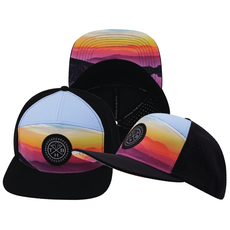 **YOUTH** Color Vibes Hat – Flat Bill – Blue Ridge – Black / Baby Blue – Laser Mesh