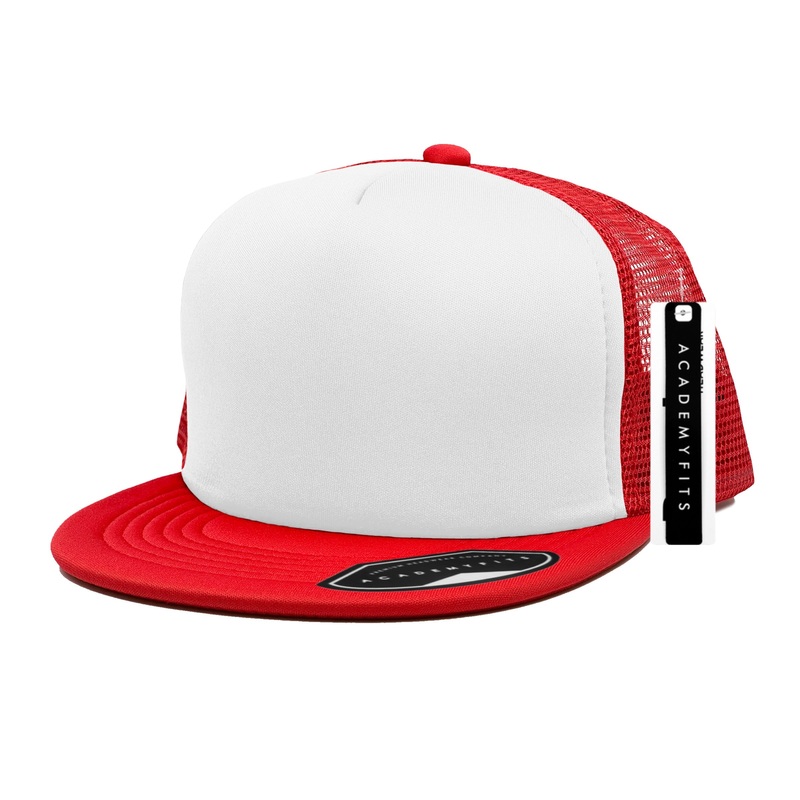 Academy Fits Trucker Hat Foam Mesh Cap 2070W White/Red