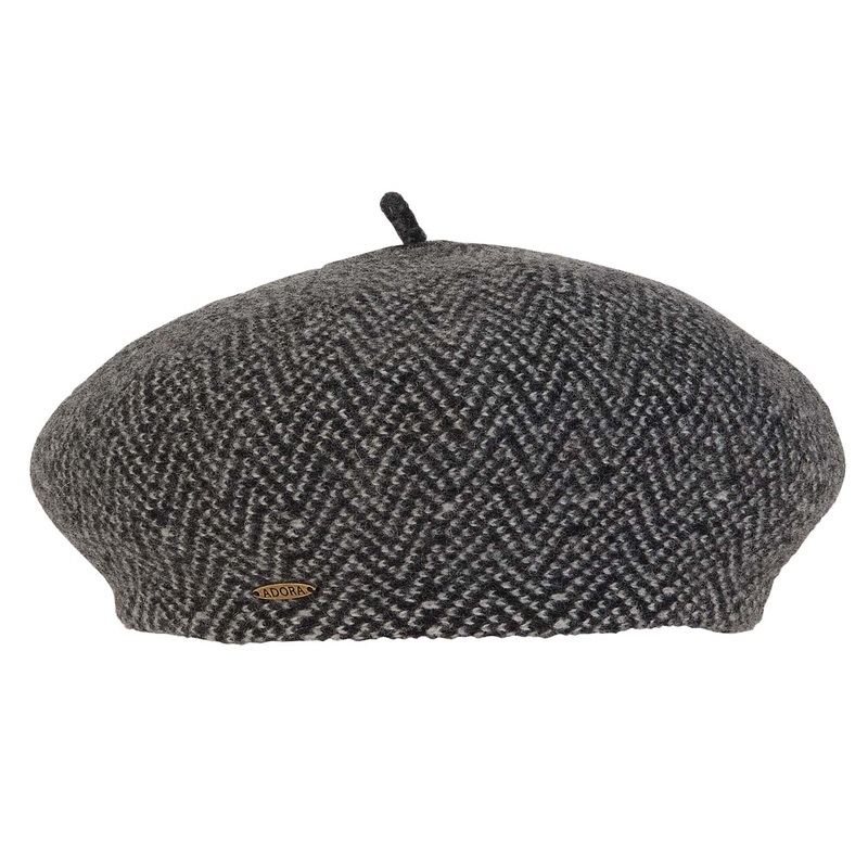 Adora Wool Hat – Soft Wool Two Tone French Beret Black