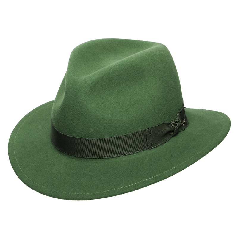 Bailey Hats Curtis Crushable Water Repellent Wool Felt Fedora Hat – Light Forest S