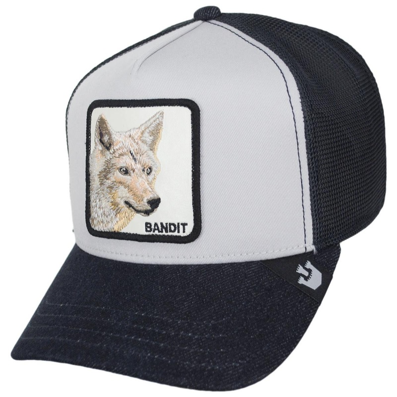 Bandit Coyote Mesh Trucker Snapback Baseball Cap LIGHT GREY ADJUSTABLE