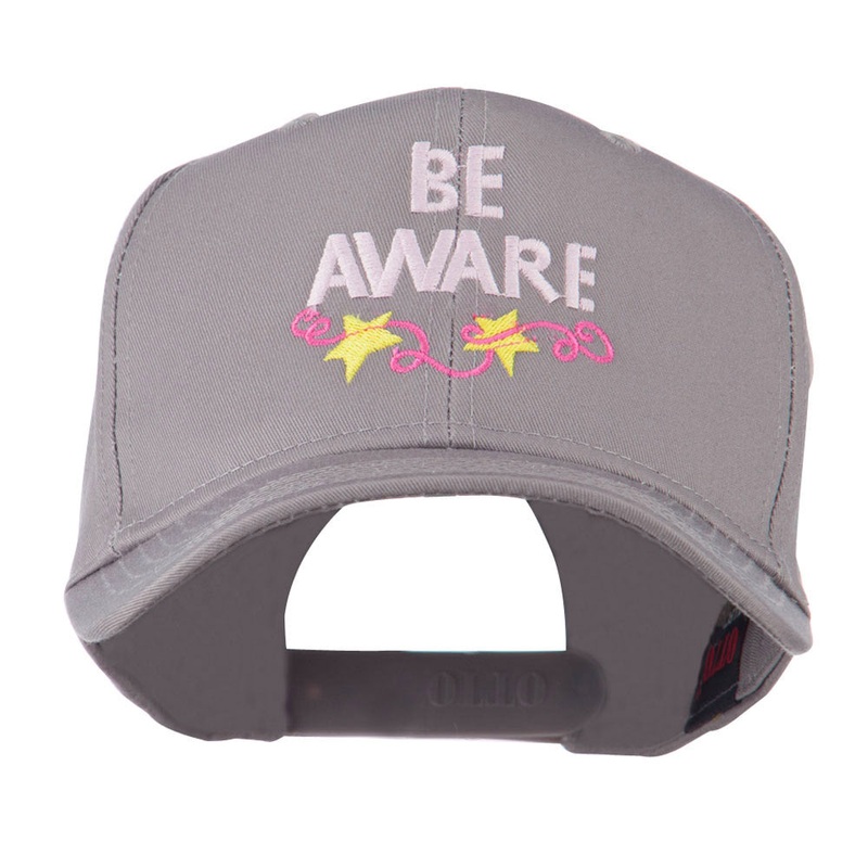 Be Aware Cancer Awareness Embroidered Cap Grey One Size