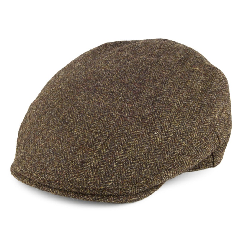 Christys Hats Balmoral Country Tweed Herringbone Flat Cap – Olive S