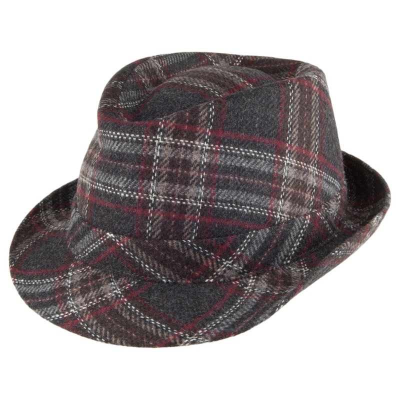 Crambes Hats Windowpane Trilby Hat – Charcoal S