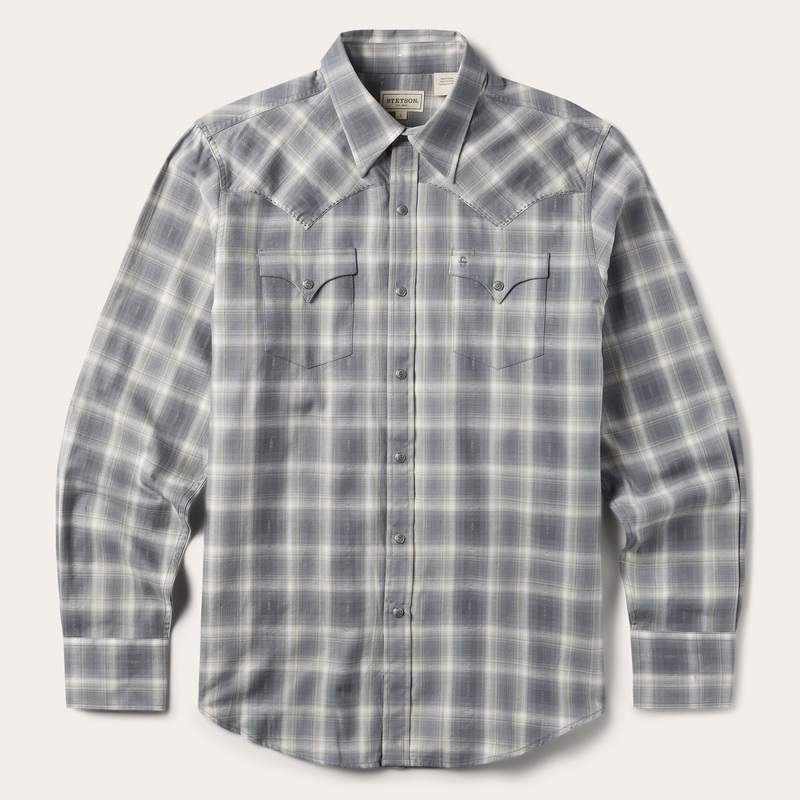 Dobby Twill Plaid Shirt Brown S