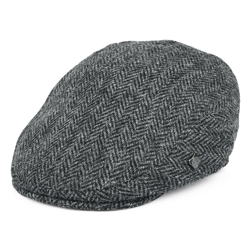 Failsworth Hats HARRIS TWEED Herringbone Stornoway Flat Cap – Grey 55