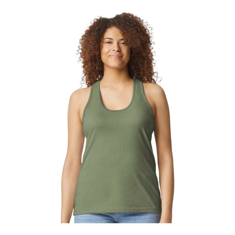 Gildan 64220LCVC Women’s Softstyle CVC Racerback Tank Top White S