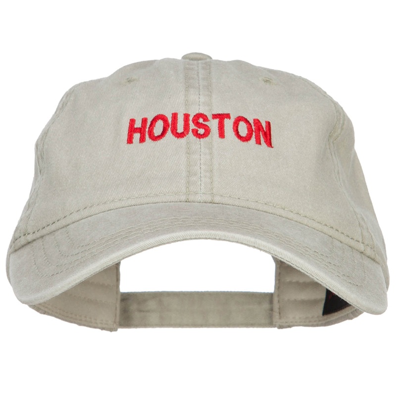 Houston Embroidered Washed Buckled Cap Khaki One Size
