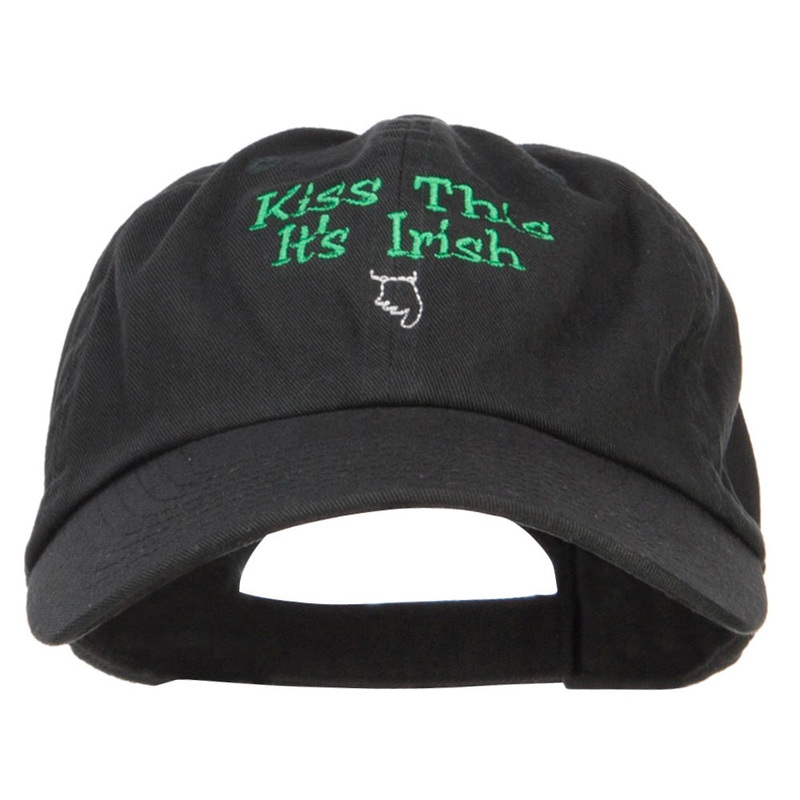 Kiss This Irish Embroidered Low Cap Black One Size