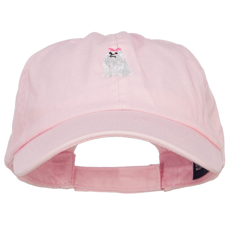 Maltese Dog Embroidered Low Cap Pink One Size