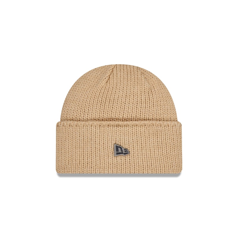 New Era Beige Wide Cuff Knit Beanie One Size