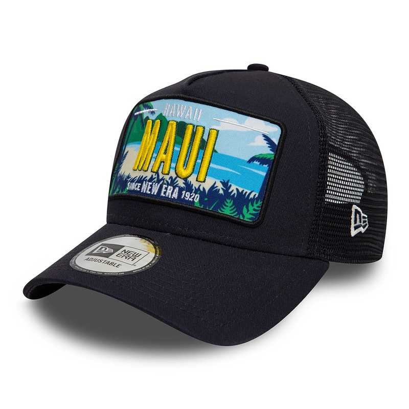 New Era Maui A-Frame Trucker Cap – License Plate – Navy Blue Adjustable