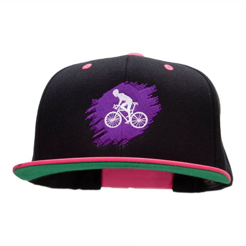 Purple Cyclist Embroidered Wool Blend Classic Snapback Black Pink One Size