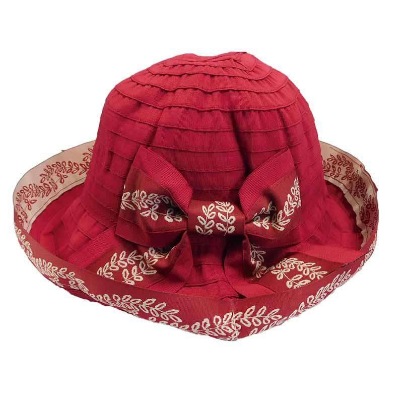 Ribbon Hat with Stitching Detail Red