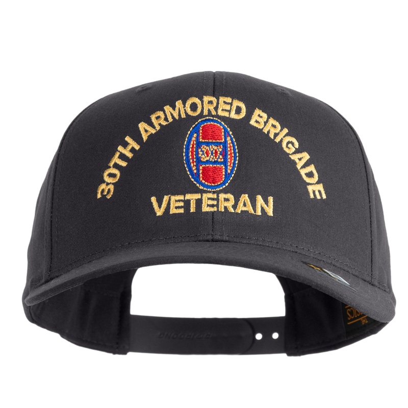 U.S. Army 30th Armored Brigade Embroidered Retro Cotton Blend Snapback Cap Charcoal One Size
