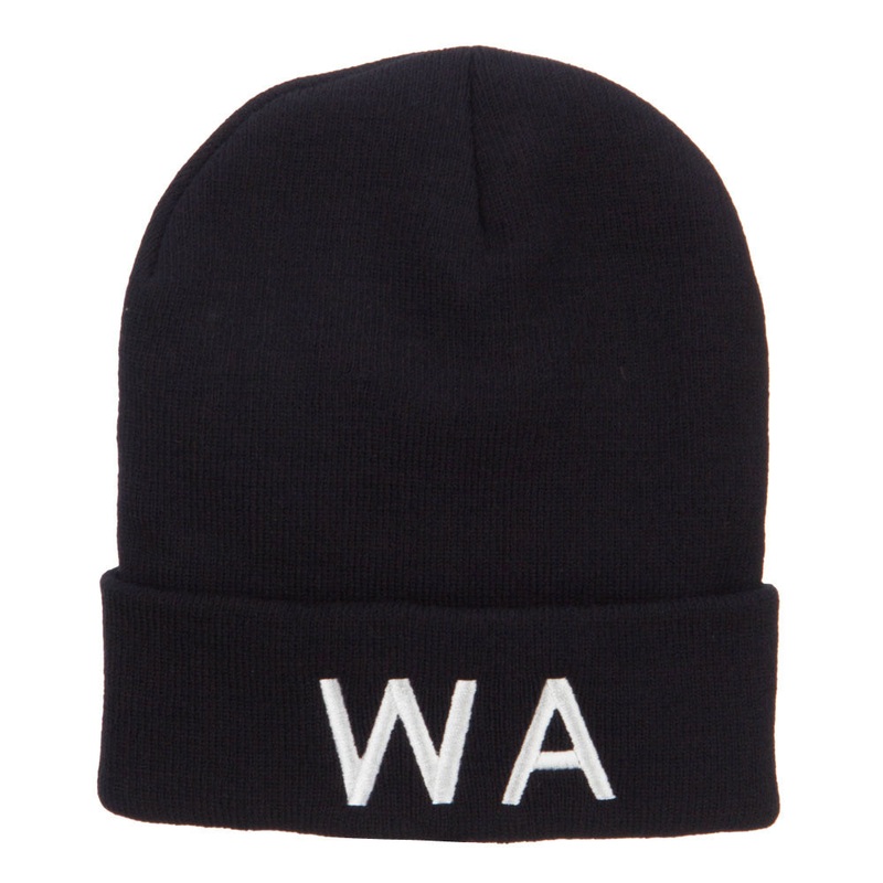 Washington State WA Embroidered Cuff Beanie Black One Size