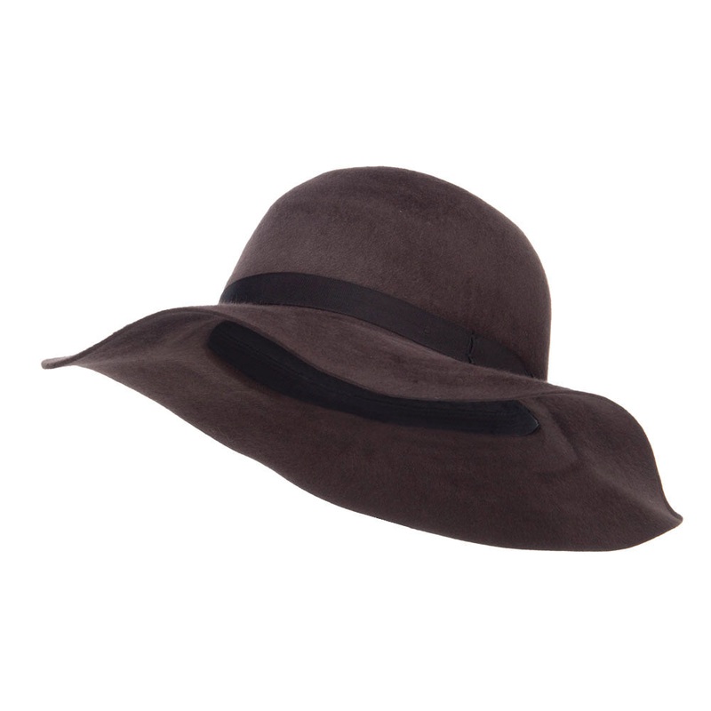 Women’s Brushed Wool Floppy Wide Brim Hat Plum One Size