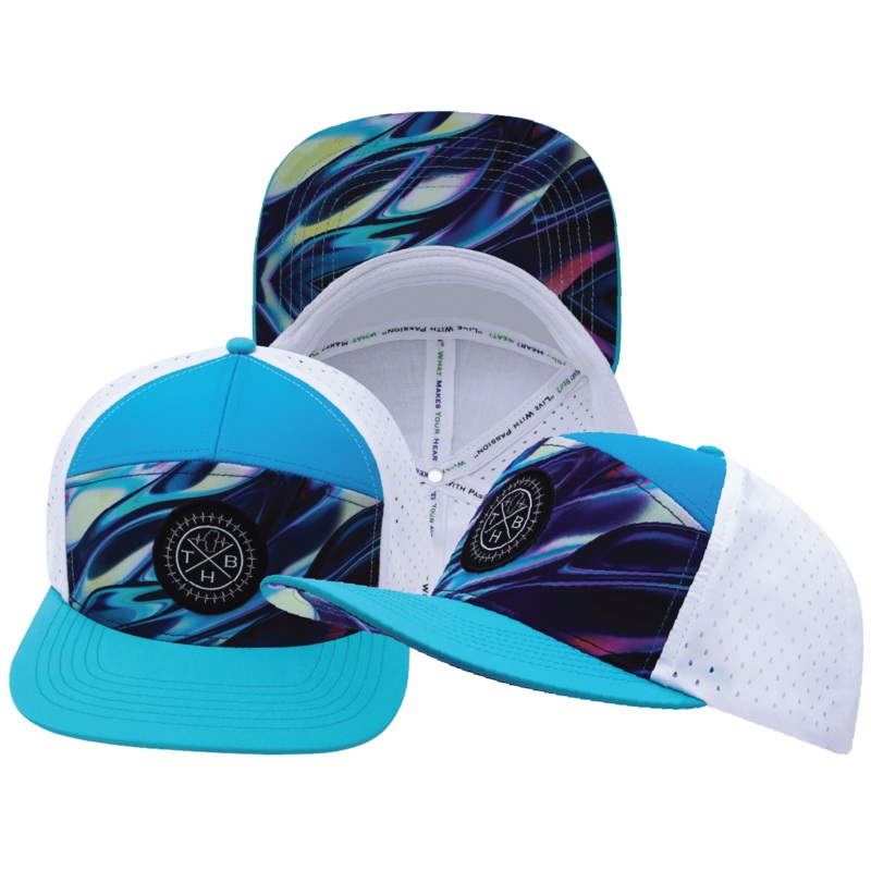 **YOUTH** Color Vibes Hat – Flat Bill – Molten Dream – Neon Green Blue / Neon Blue / White – Laser Mesh