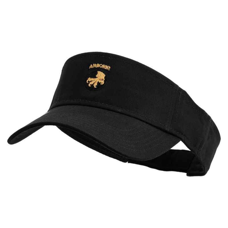 17th Airborne Division Embroidered Cotton Twill Sun Visor Black One Size