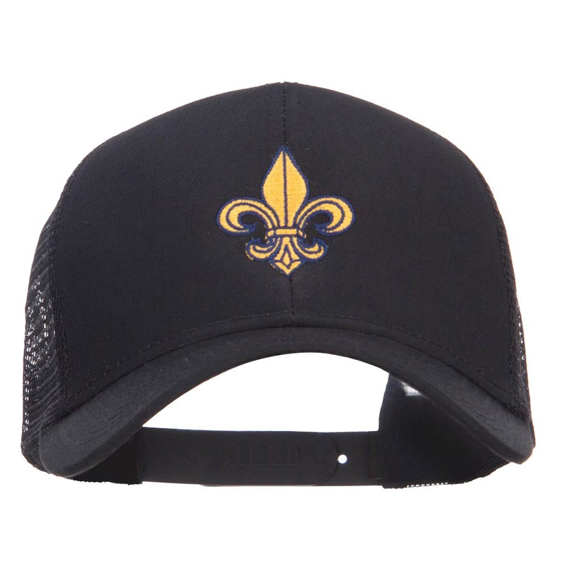 Fleur De Lis Embroidered Mesh Cap Black One Size