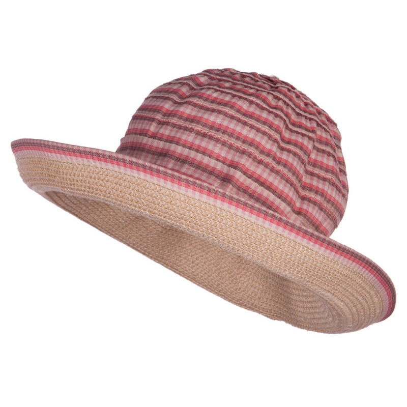 Girl’s UPF 50+ Plaid Tweed Bucket Hat Pink One Size