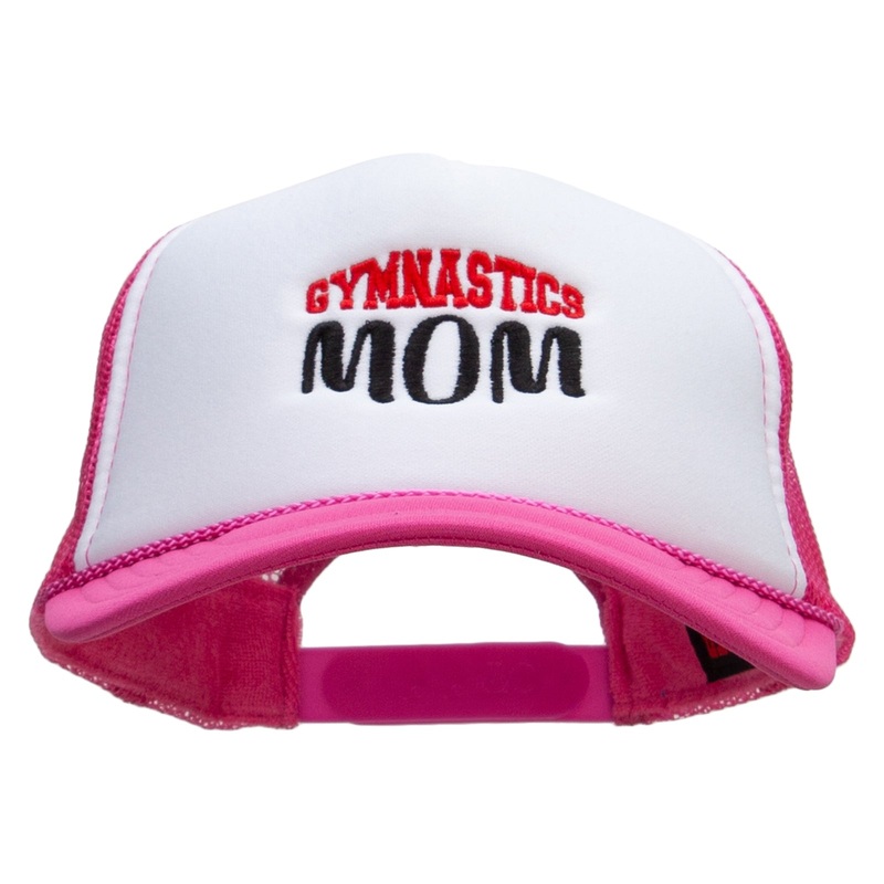 Gymnastics Mom Embroidered Foam Panel Mesh Snapback Pink White One Size