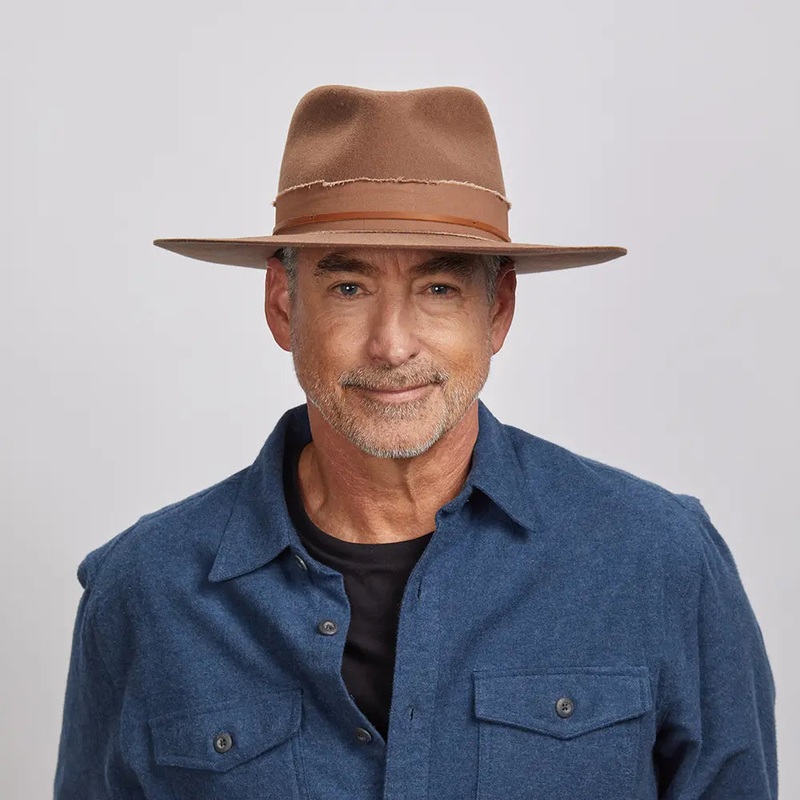 Jawa | Mens Wide Brim Felt Fedora Hat Brown SM