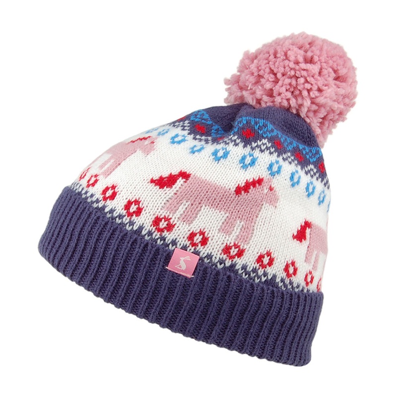 Joules Hats Kids Fallbury Bobble Hat – Navy Blue Age 4-7 Years