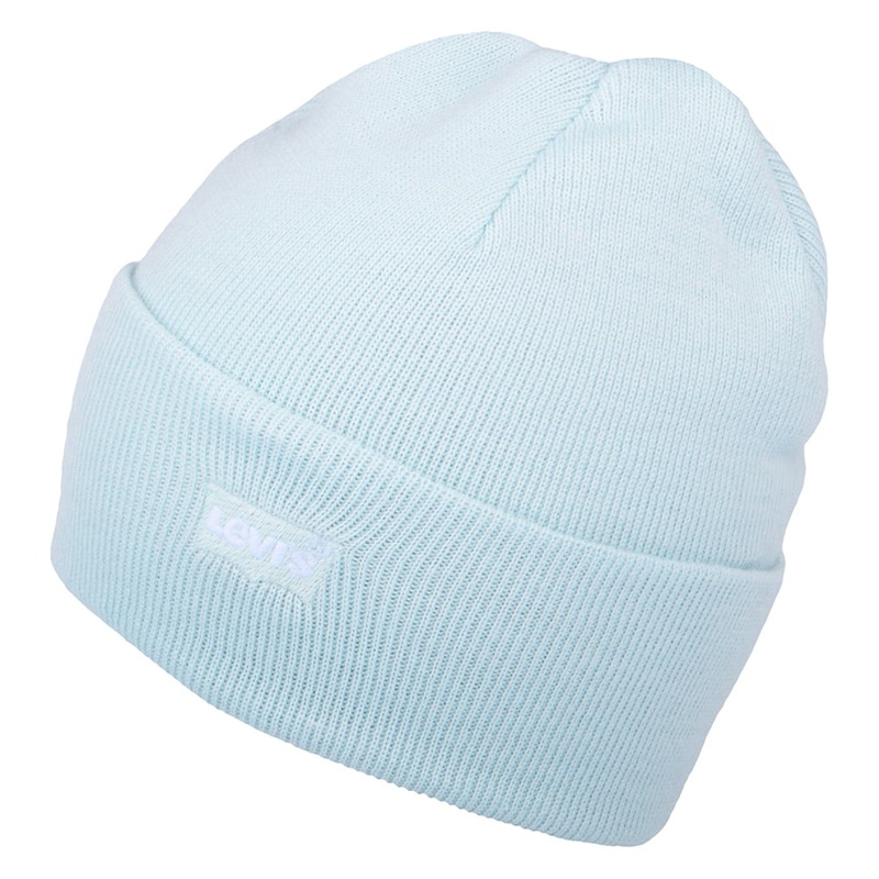 Levi’s Hats Tonal Batwing Embroidery Slouchy Beanie Hat – Light Blue 1-Size