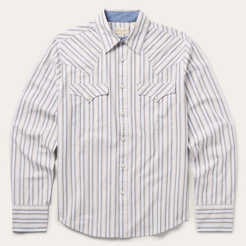 Ombre Stripe Western Shirt Brown S