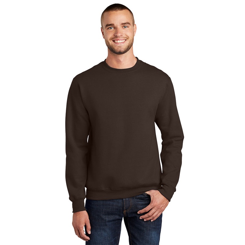 Port & Company PC90 Essential Fleece Crewneck Sweatshirt – Dark Chocolate Brown Dark Chocolate Brown S