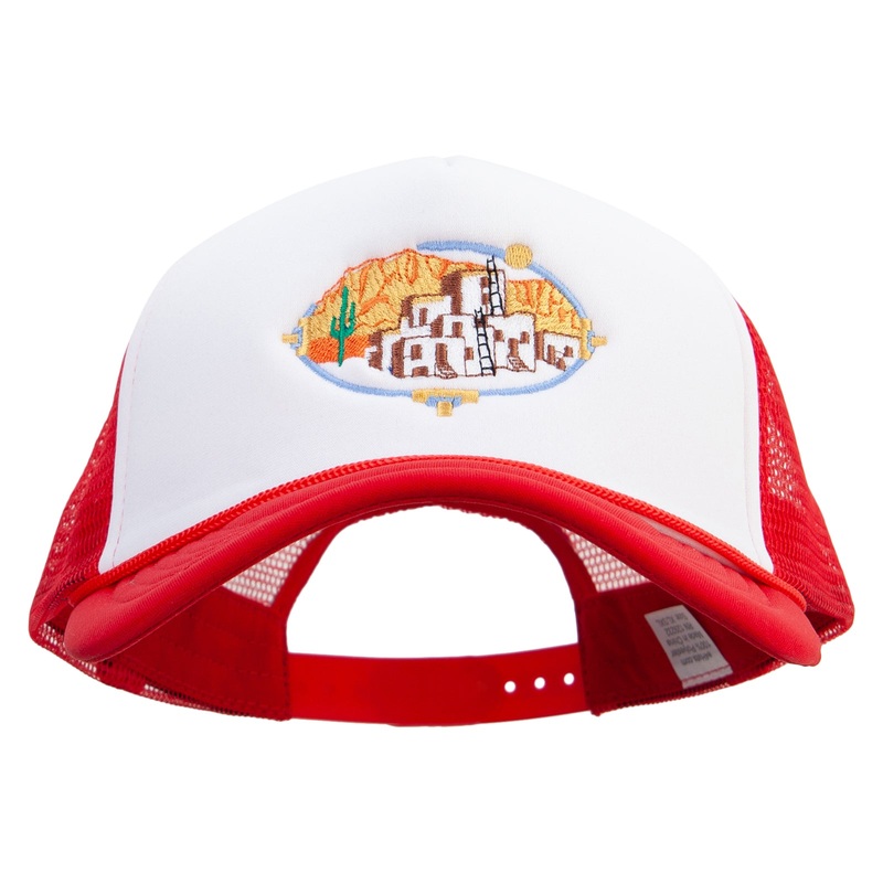 Pueblo Communities Embroidered Big Size Big Foam Mesh Truck Cap White Red XL-3XL