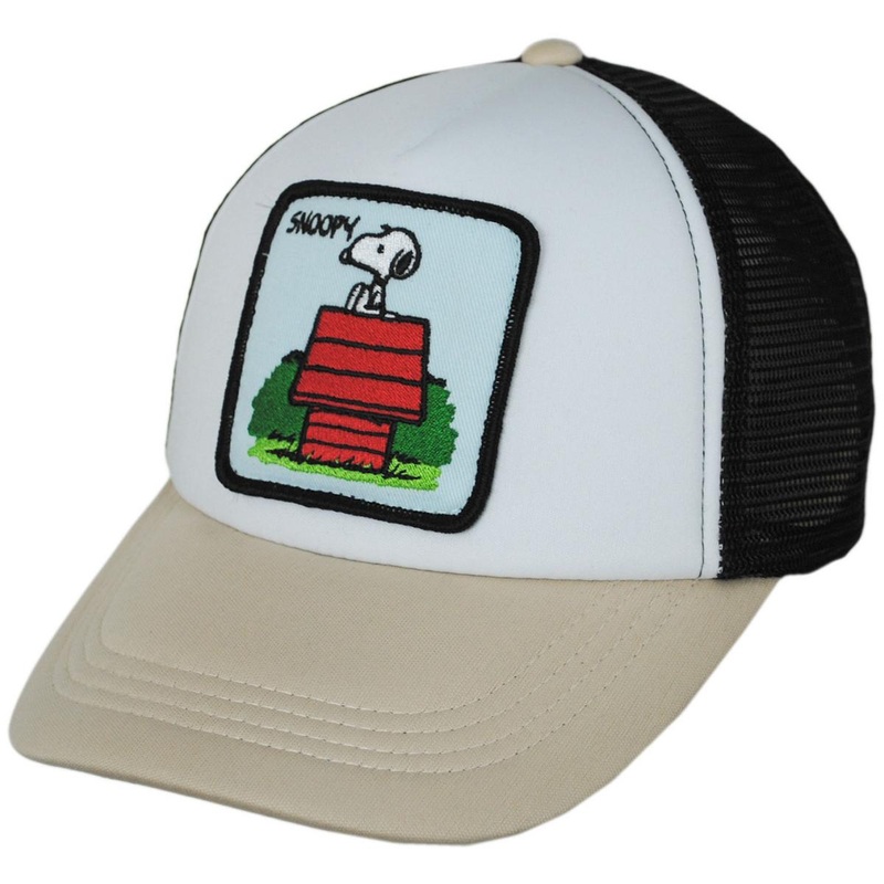 Snoopy Dog House Mesh Trucker Snapback Baseball Cap WHITE ADJUSTABLE