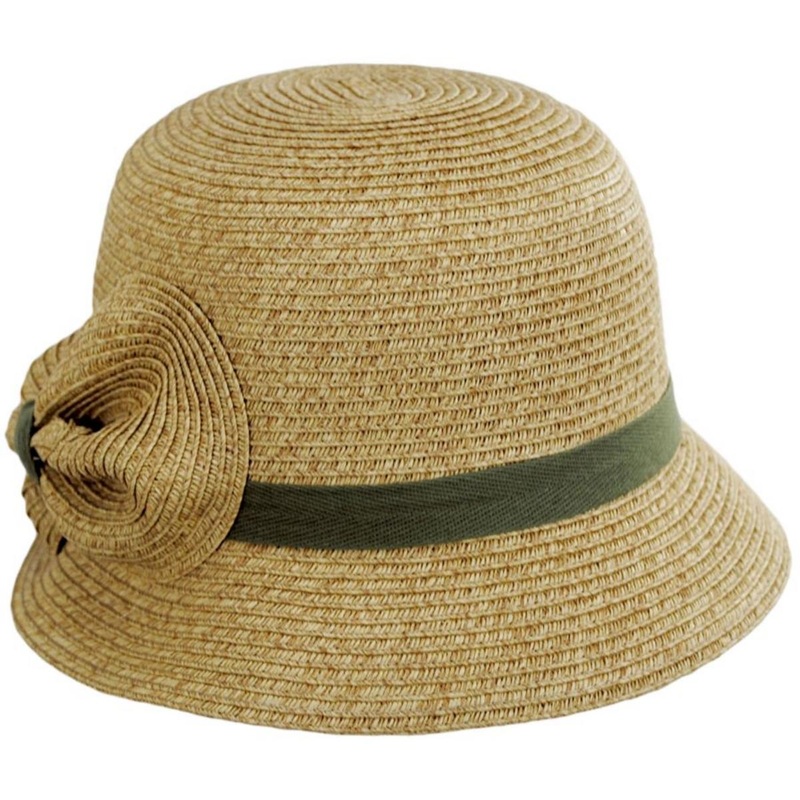 Toyo Straw Bow Cloche Hat – Made to Order NATURAL/OLIVE ONE SIZE FITS MOST
