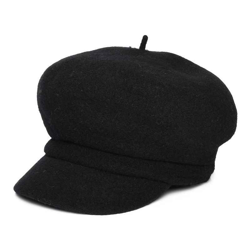Whiteley Hats Vanessa Wool Baker Boy Cap – Black 1-Size