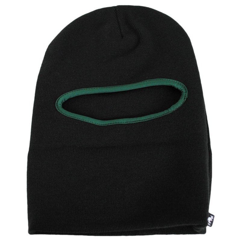 Y2K Balaclava Knit Pull On Beanie Hat BLACK ONE SIZE FITS MOST