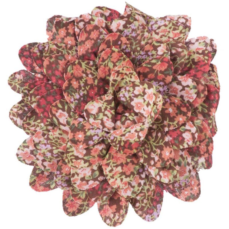 4 Inch Floral Print Cotton Blend Flower Pin Cream Taupe One Size