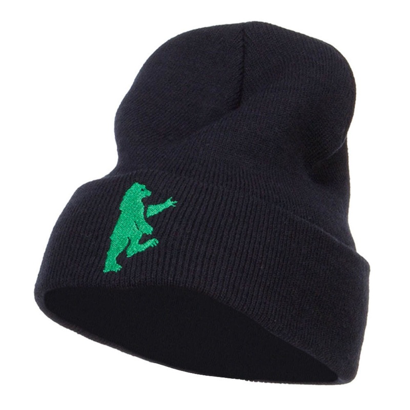 Bear Island Embroidered Long Beanie Navy One Size