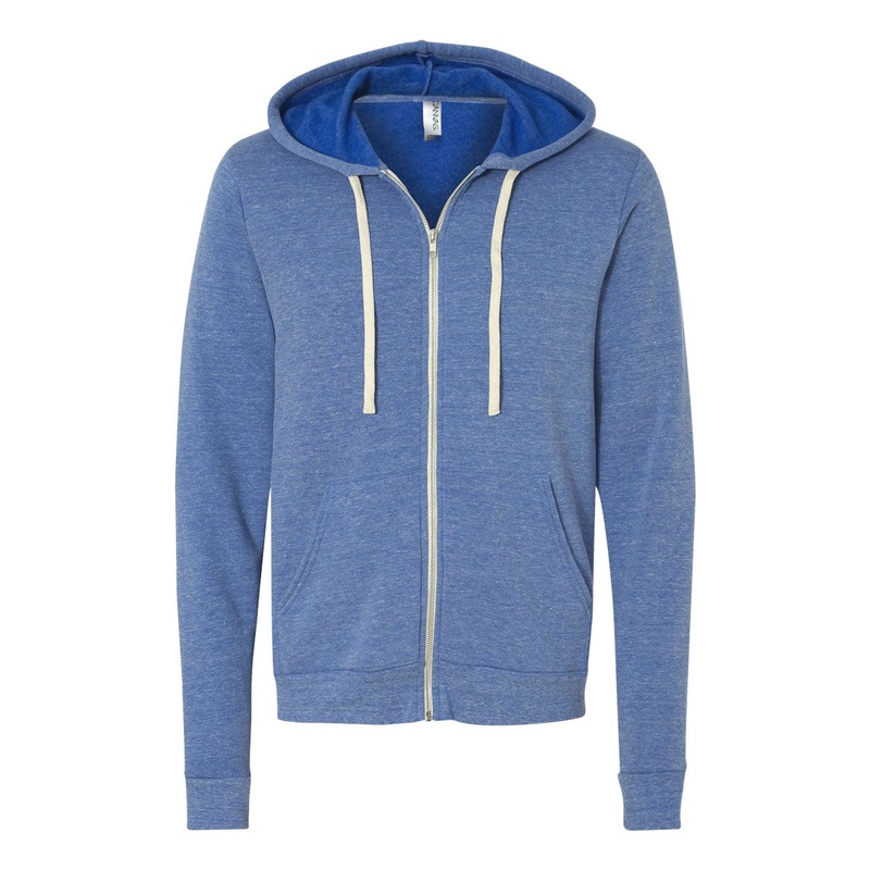 BELLA+CANVAS 3909 Unisex Triblend Sponge Fleece Full-Zip Hoodie Solid Black Triblend XS