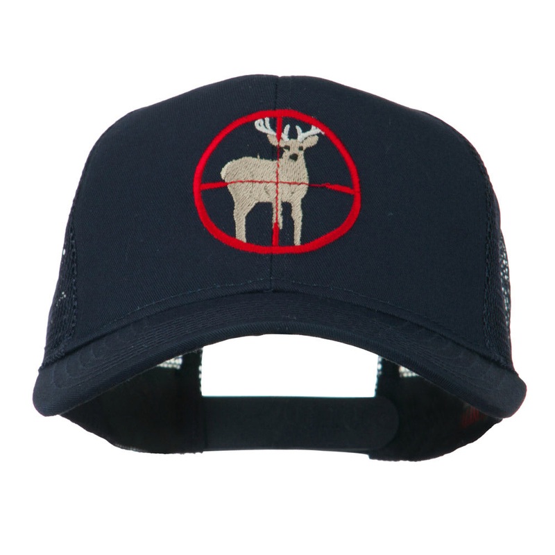 Deer Hunting Embroidered Mesh Back Cap Navy One Size